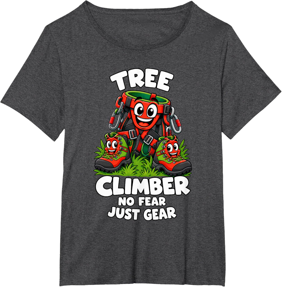 Tree Climber No Fear Just Gear Cool Arborist T-Shirt - Dark Heather Grey