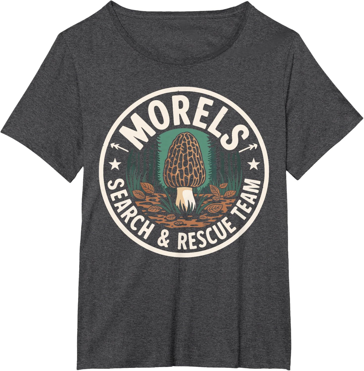 Morels Foraging Team Mushroom Shirt Men Women Mushrooming T-Shirt Tee - Dark Heather Grey