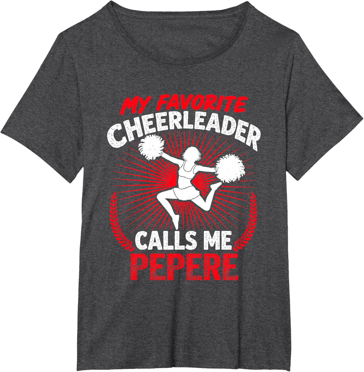 Cheerleading My Favorite Cheerleader Calls Me Pepere Cheer T-Shirt - Dark Heather Grey