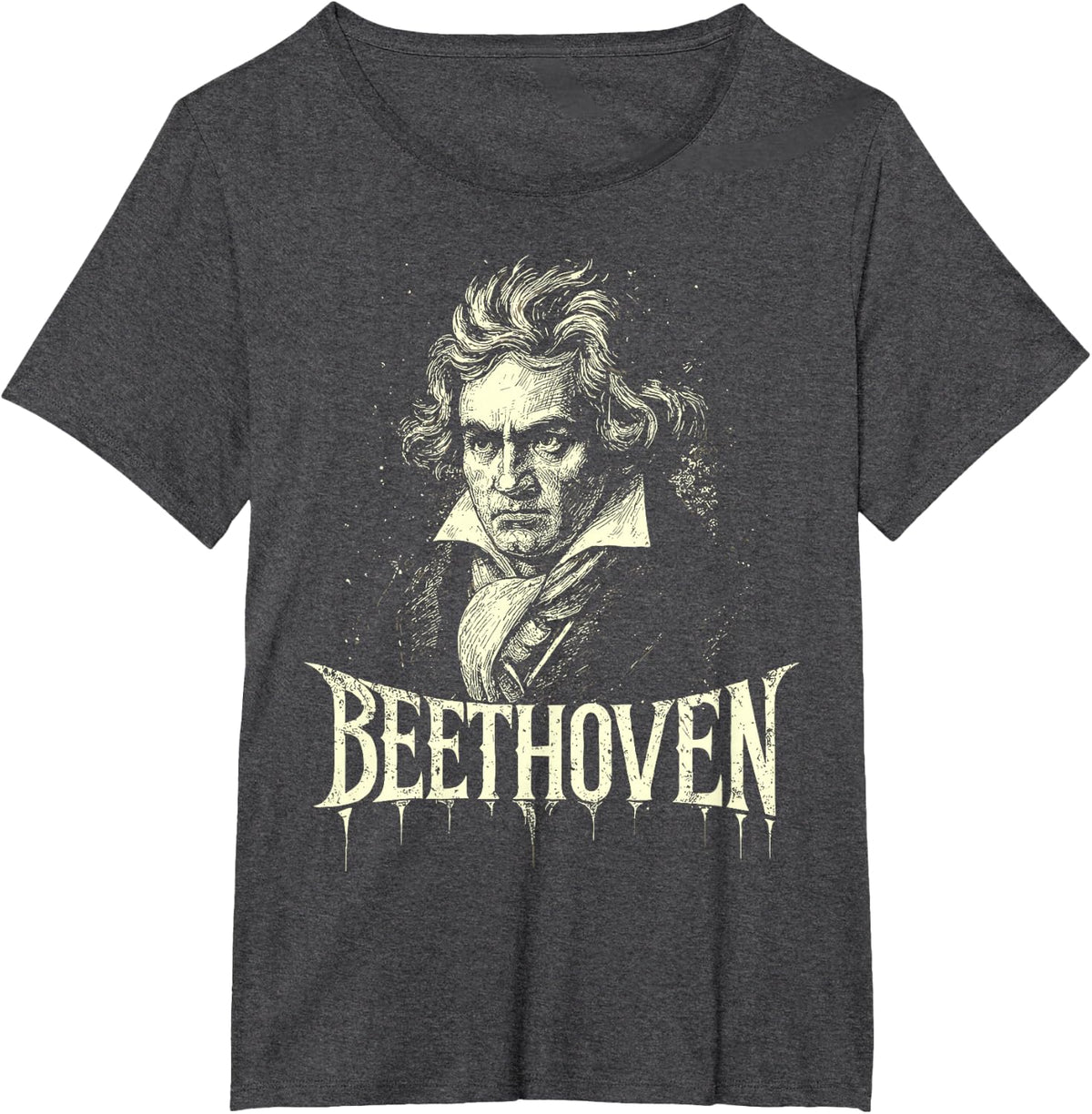 Beethoven, Goth Rock Classical Music Composer Meme T-Shirt - Dark Heather Grey