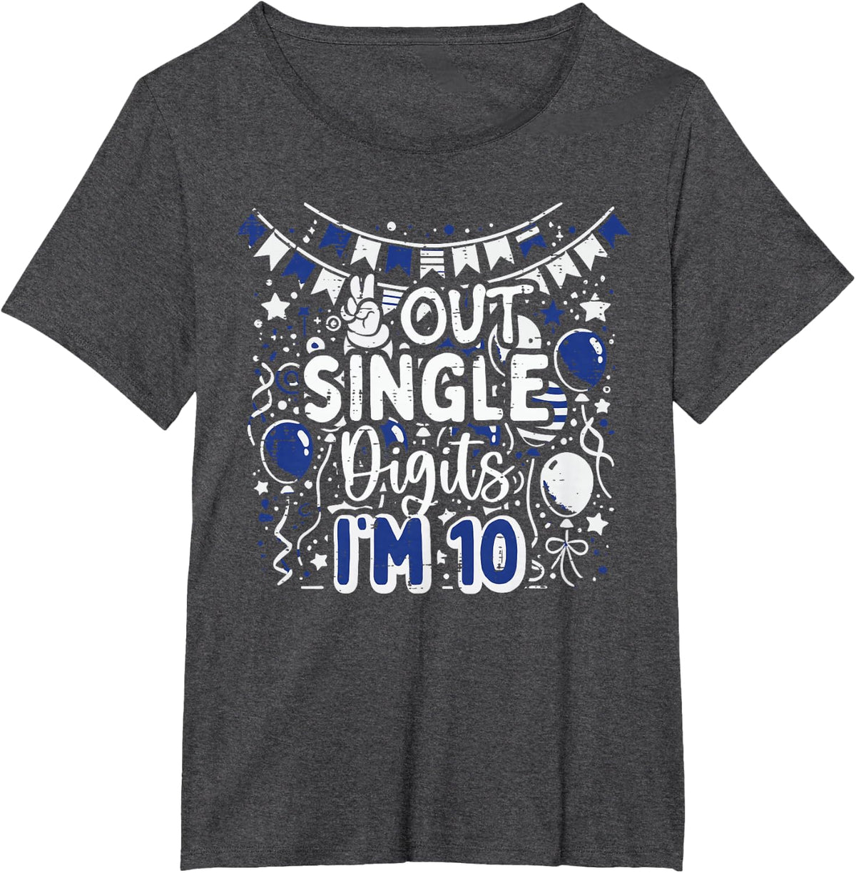 10th Birthday Peace Single Digits Im 10 Bday Boys Girls T-Shirt - Dark Heather Grey