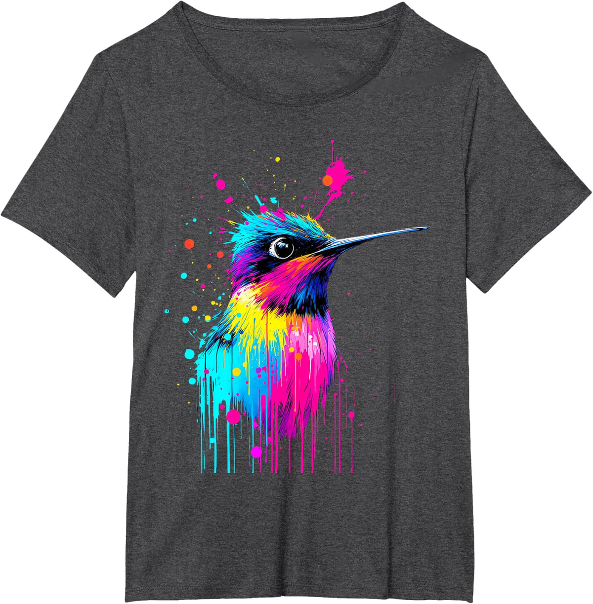 Beautiful Hummingbird Lovers Colorful Pop Art Hummingbird T-Shirt - Dark Heather Grey