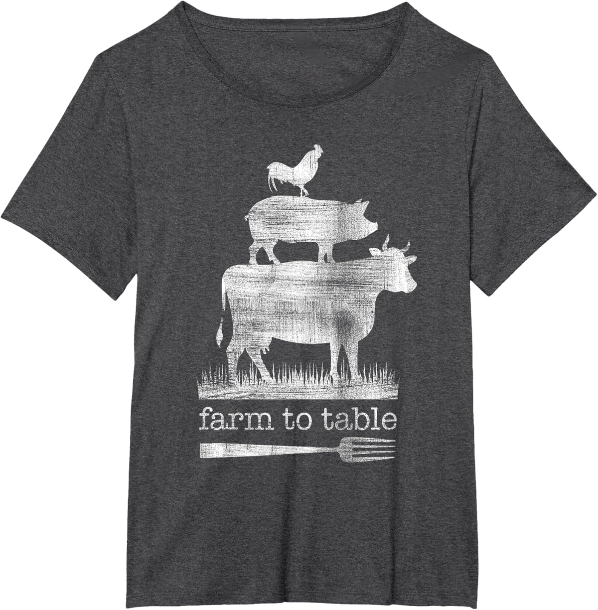 Farm to Table T-shirts, distressed art T-Shirt - Dark Heather Grey
