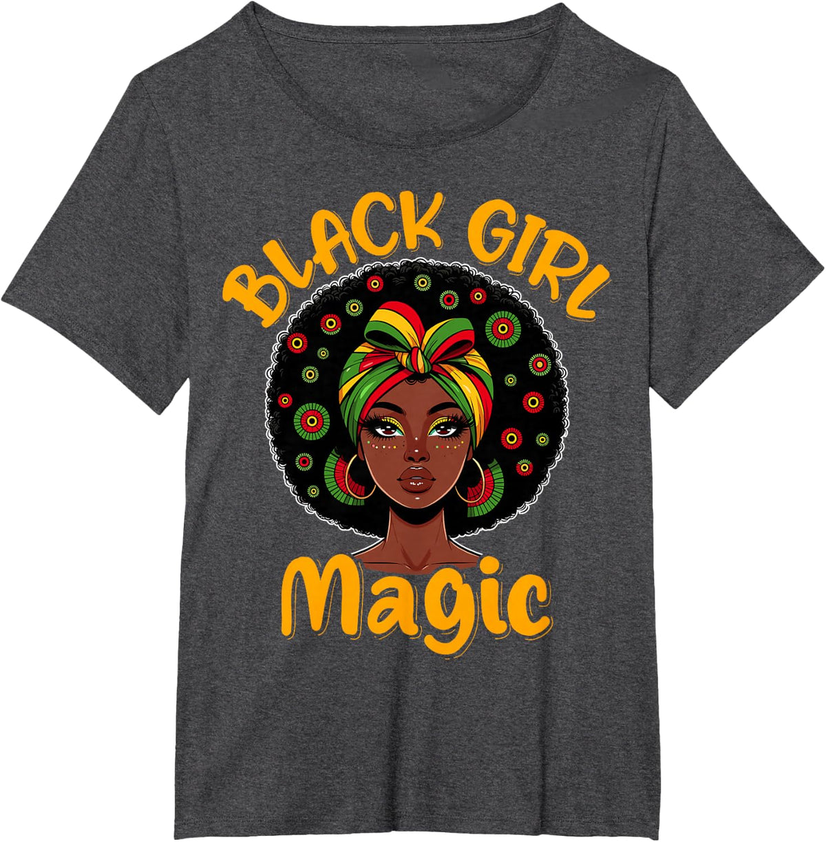 Black Girl Magic African Pride Black History Month Melanin T-Shirt - Dark Heather Grey