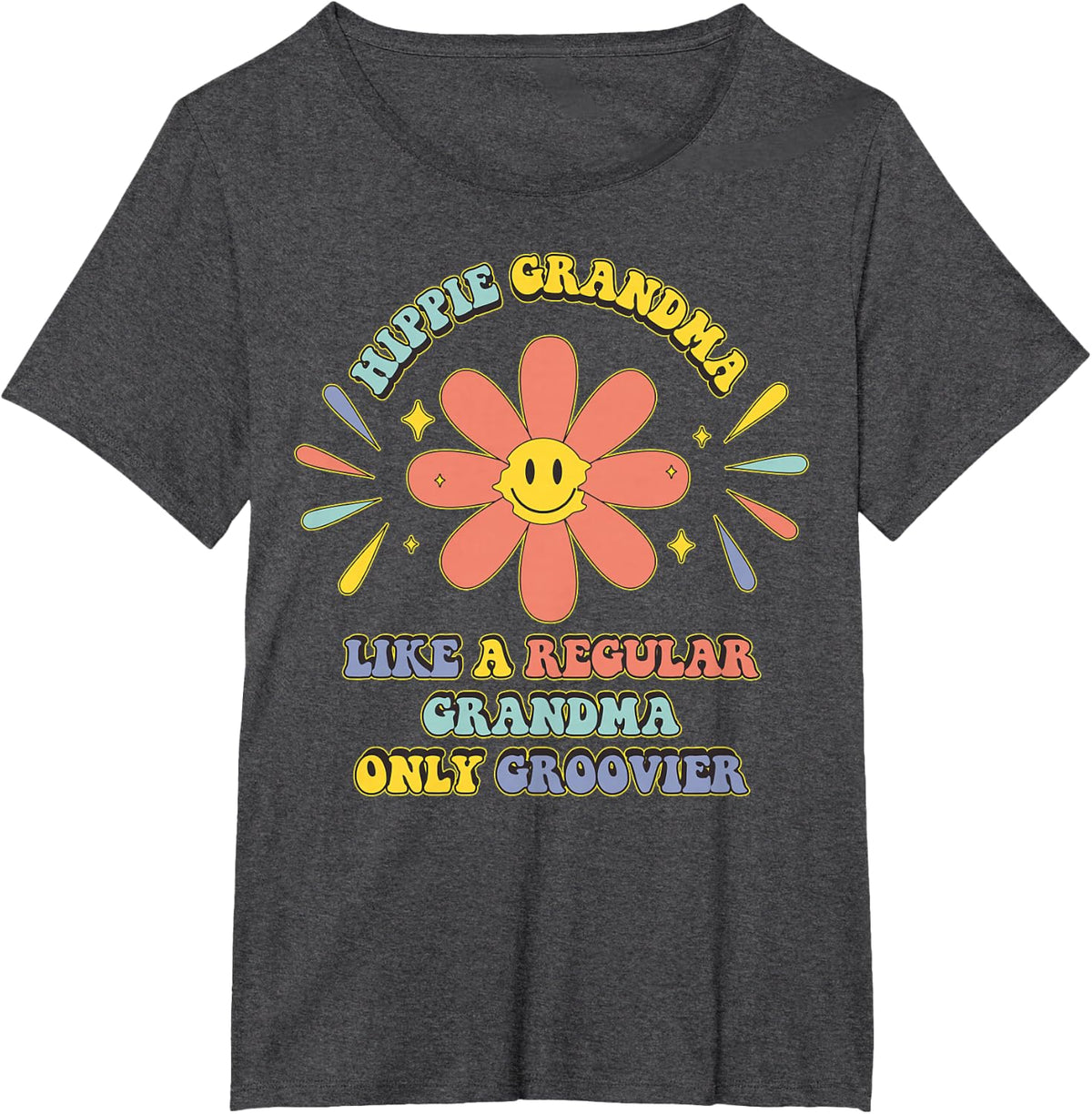 Hippie Grandma T-Shirt - Dark Heather Grey