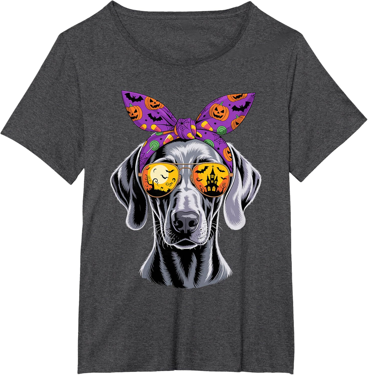 Halloween Bandana Weimaraner Weimaraners T-Shirt - Dark Heather Grey