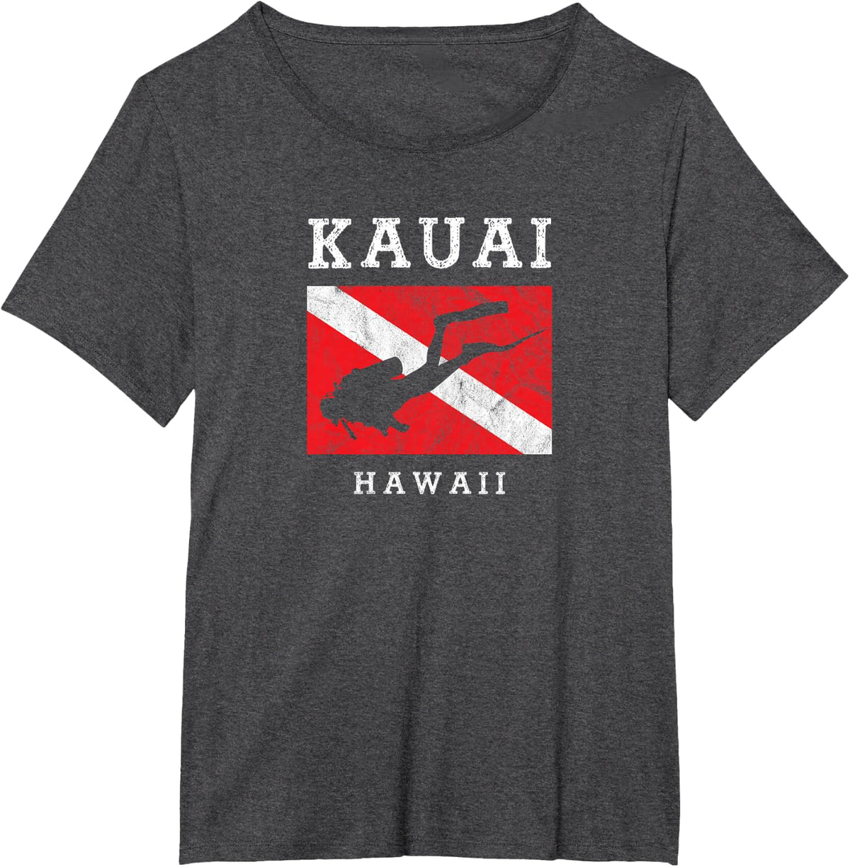 Kauai Hawaii Scuba Dive Flag Mens Womens Boys Souvenir T-Shirt - Dark Heather Grey
