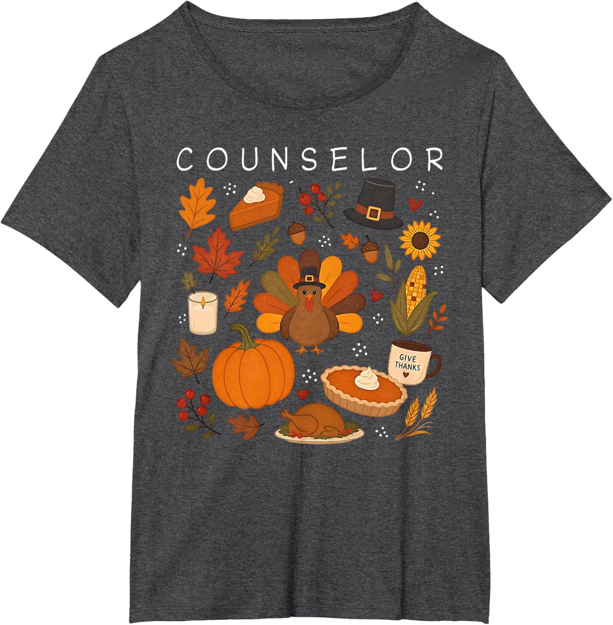 School Counselor Turkey Thanksgiving Counseling Therapy Job T-Shirt - Dark Heather Grey