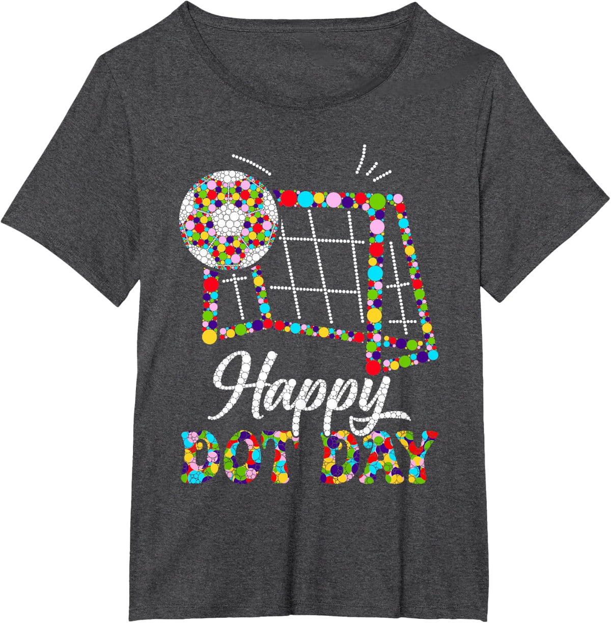Cute Soccer Polka Dot Art Student Happy Dot Day Girls Boys T-Shirt - Dark Heather Grey