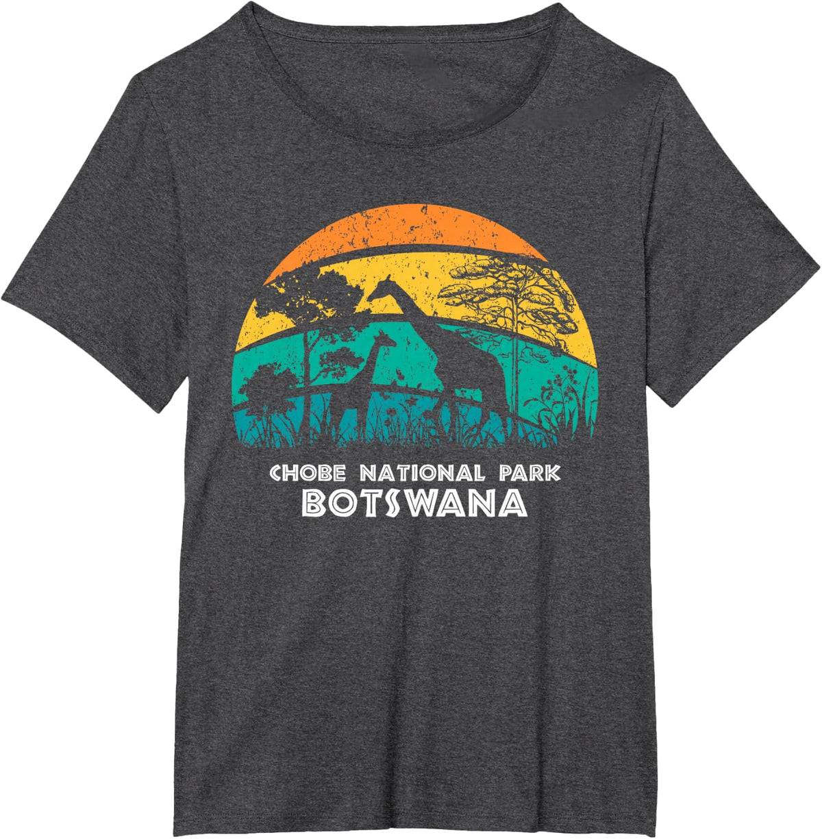 Vintage Retro Chobe National Park, Botswana Africa Safari Gi T-Shirt - Dark Heather Grey