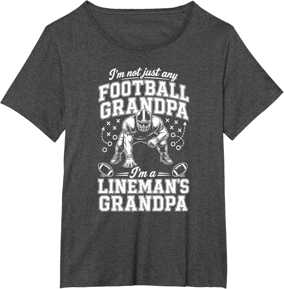 Football Lineman Grandpa Family Pride T-Shirt - Dark Heather Grey