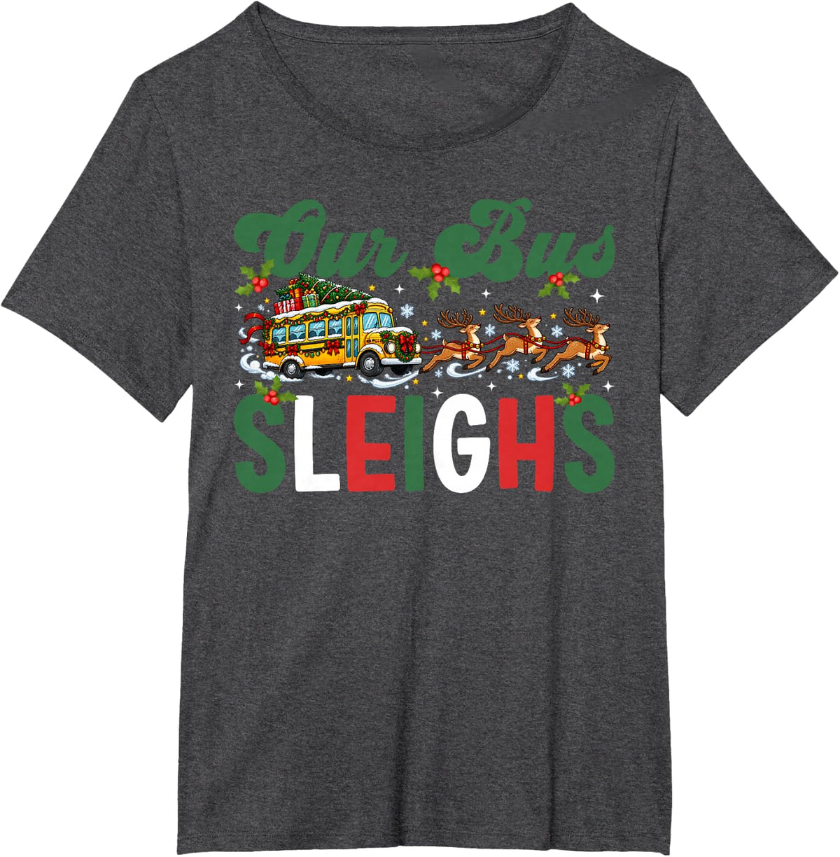 Funny Bus Driver Christmas School Bus Driver Xmas Party T-Shirt - Dark Heather Grey