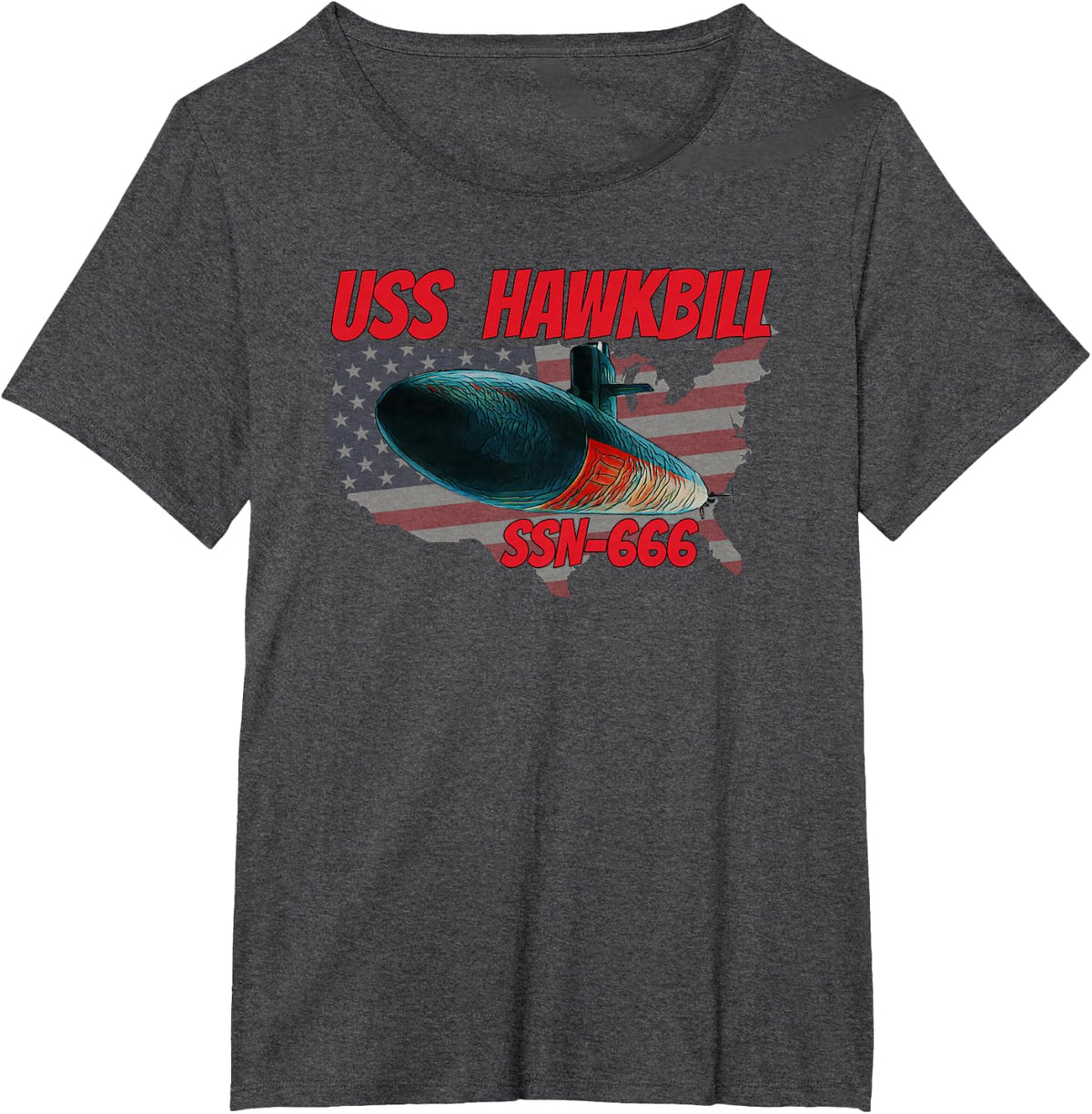 USS Hawkbill SSN-666 Submarine Veterans Day Father Grandpa T-Shirt - Dark Heather Grey