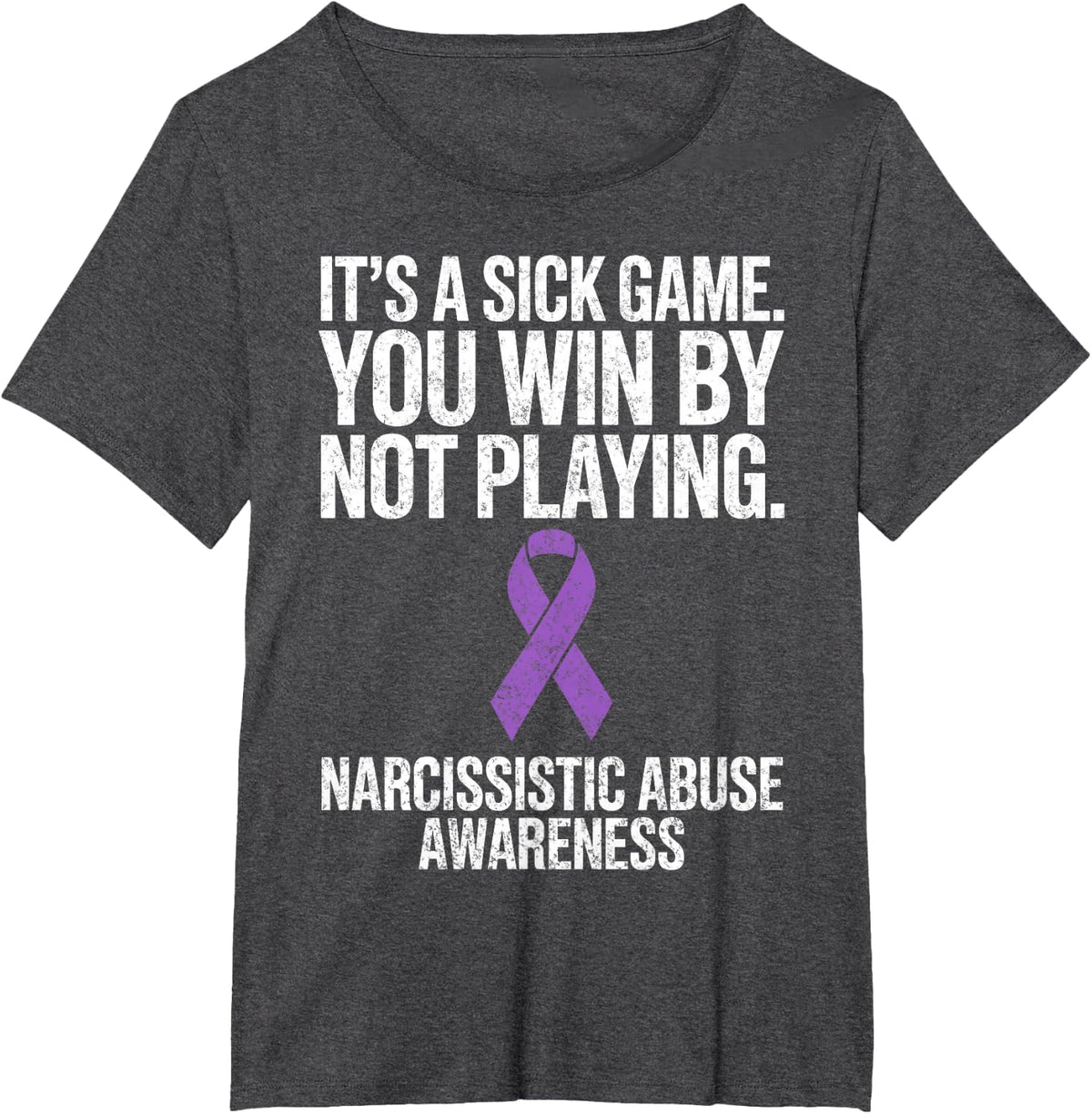 Narcissistic Abuse Domestic Violence Awareness DV Ribbon T-Shirt - Dark Heather Grey