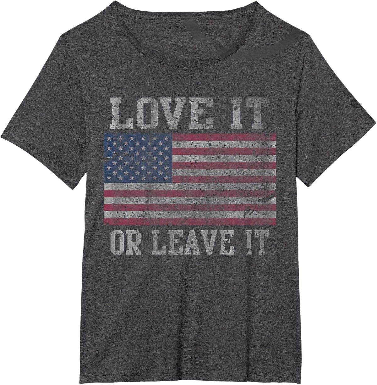 USA Love It Or Leave It Patriotic Retro Fade Men T-Shirt - Dark Heather Grey
