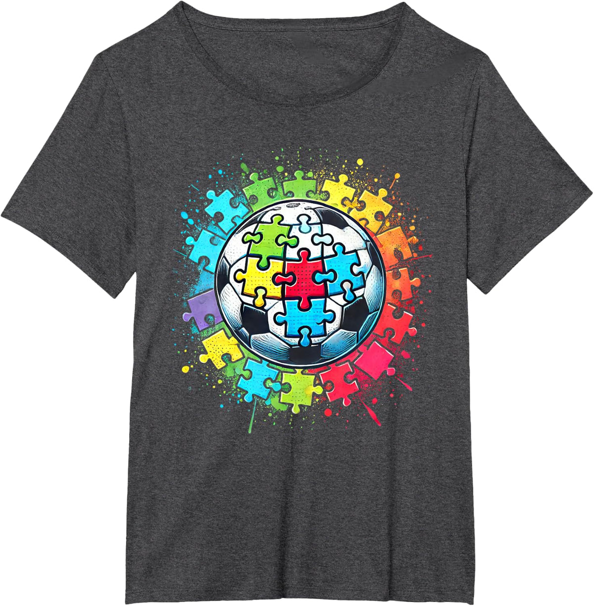 Soccer Ball Autism Awareness Month Boys T-Shirt - Dark Heather Grey