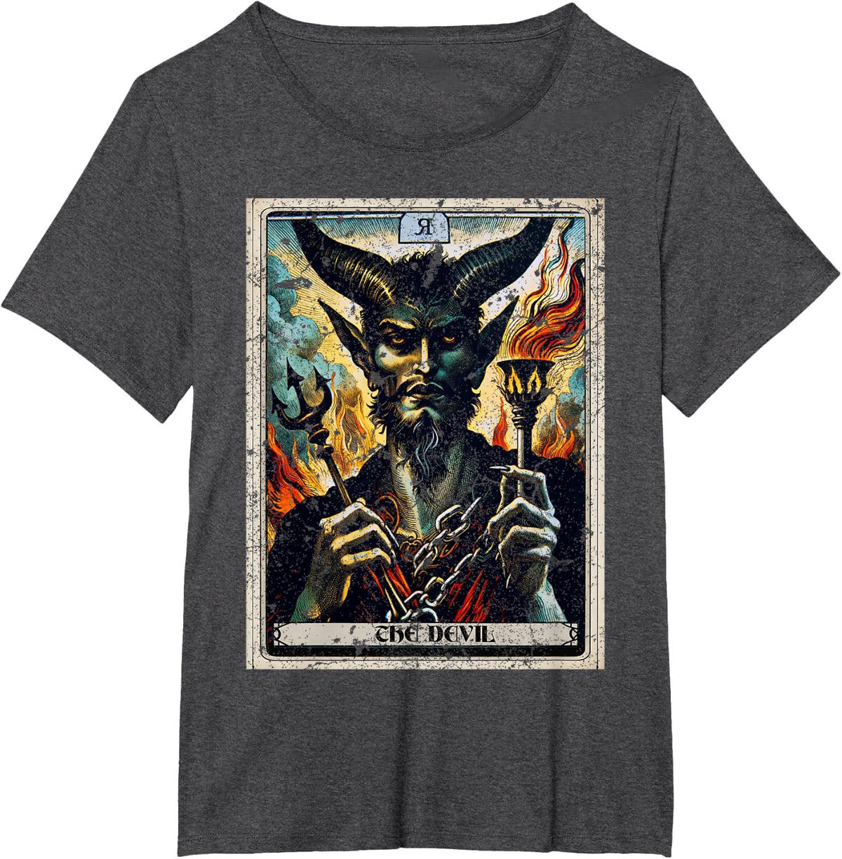 The Devil Tarot Card T-Shirt - Dark Heather Grey