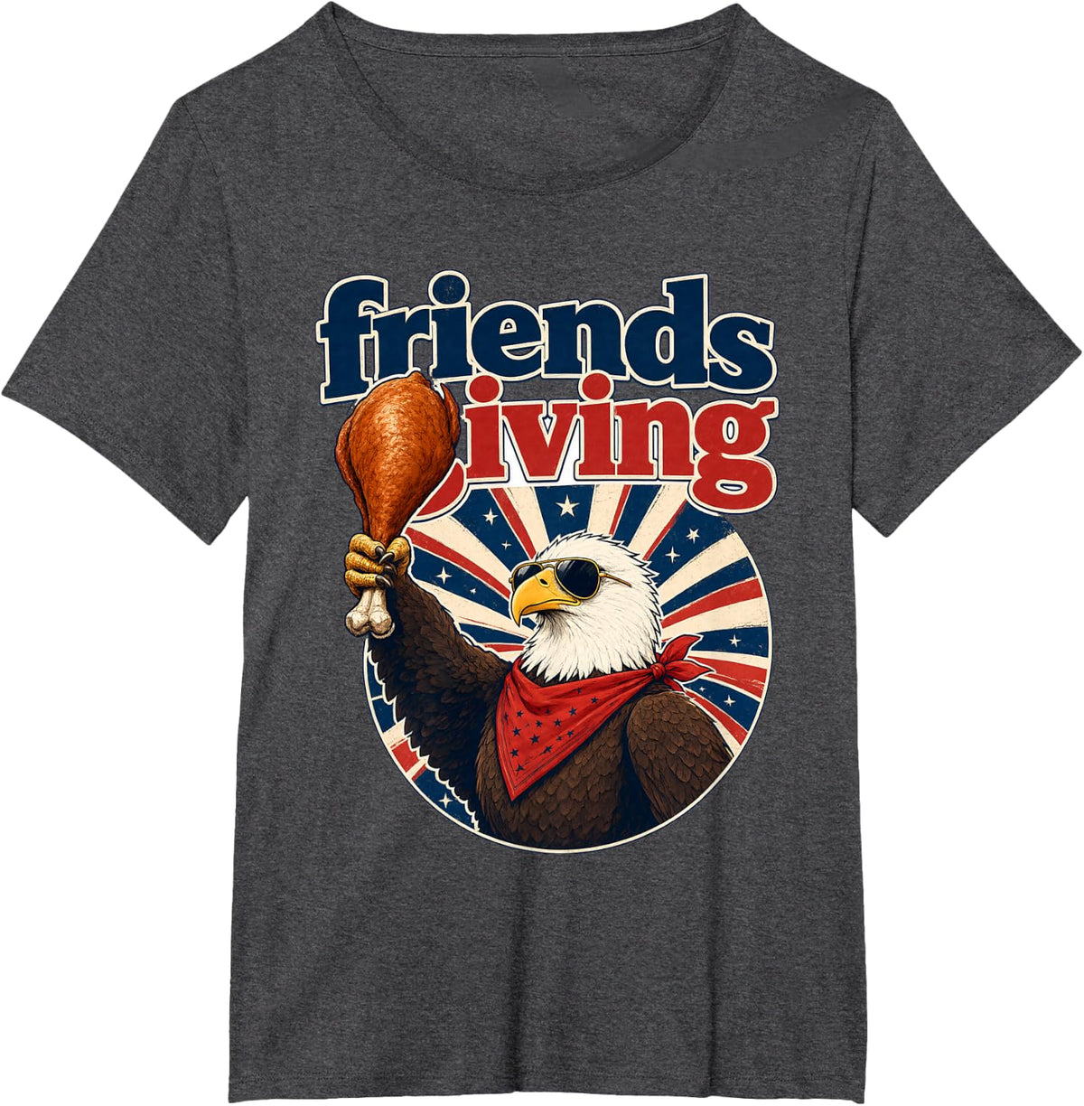 Patriotic Friendsgiving Eagle T-Shirt - Dark Heather Grey