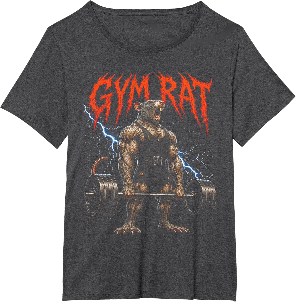 Gym Rat Funny Bodybuilder Weightlifting Workout T-Shirt - Dark Heather Grey
