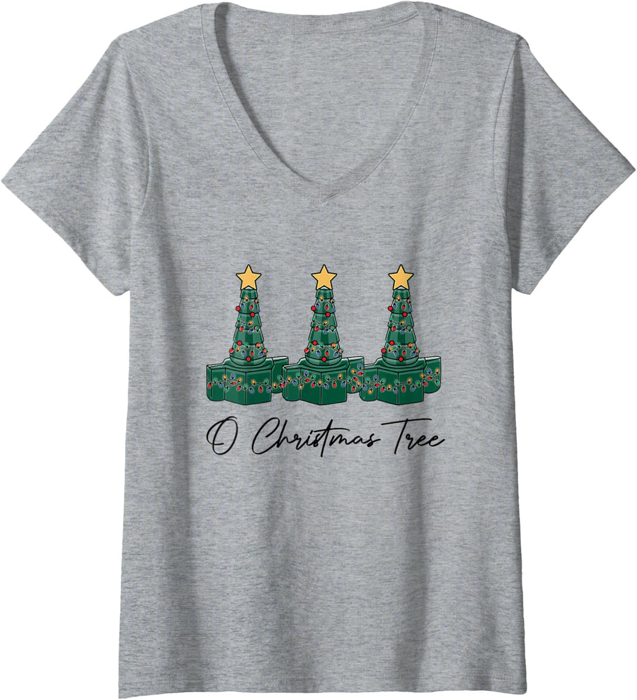 Women's Respiratory Therapist Christmas ICU Er PICU Peds Rn Nurse V-Neck T-Shirt - Heather Grey