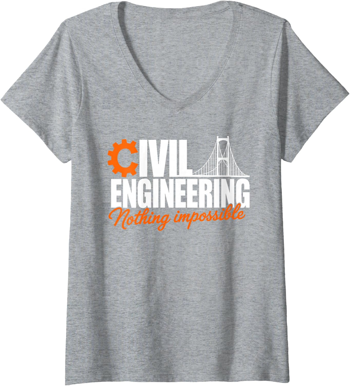 Women's Civil Engineering Art for Men Women Kids Bridge Construction V-Neck T-Shirt - Heather Grey