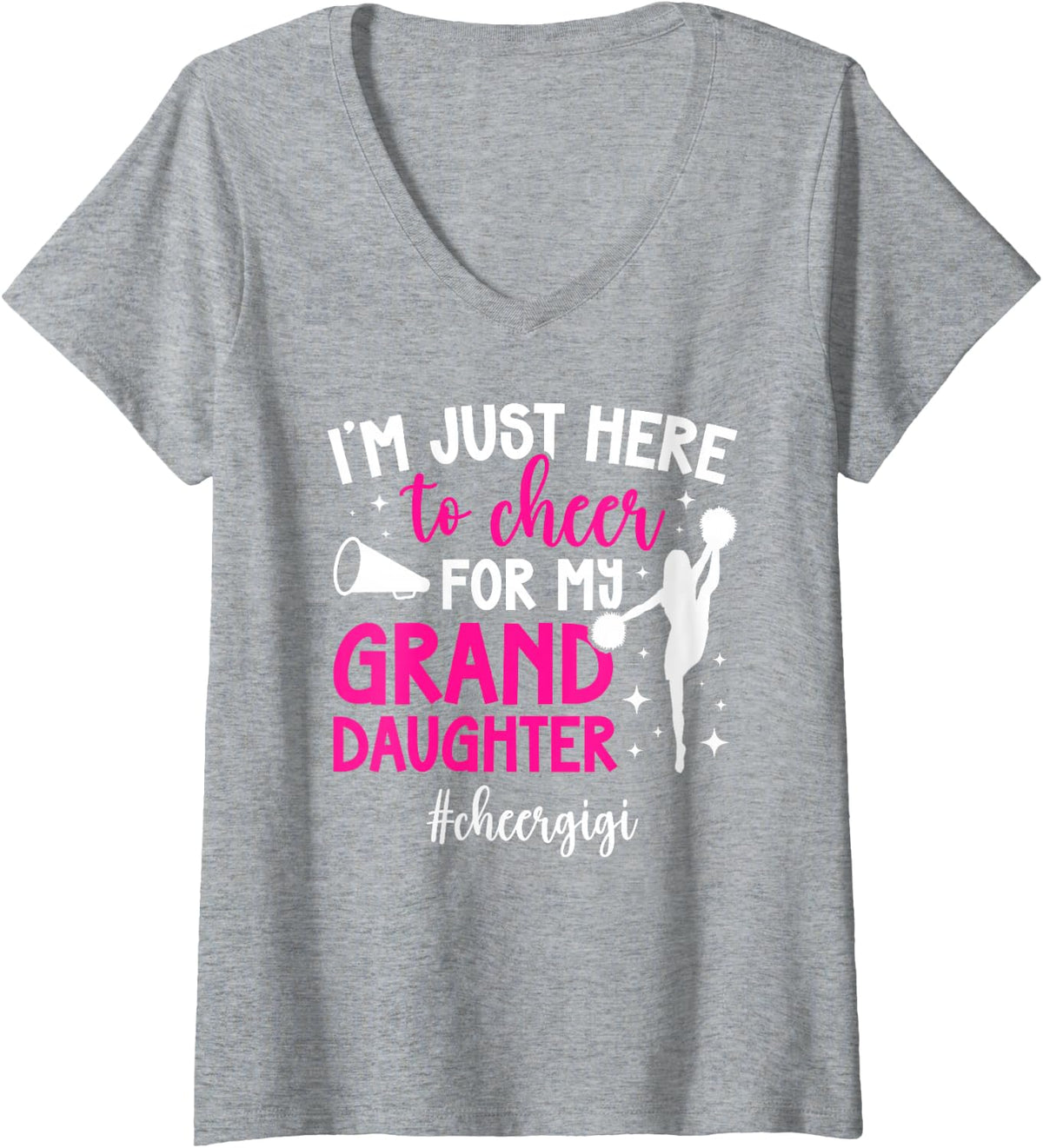 Women's Cheer Gigi Proud Gigi of A Cheerleader Gigi Grandma V-Neck T-Shirt - Heather Grey