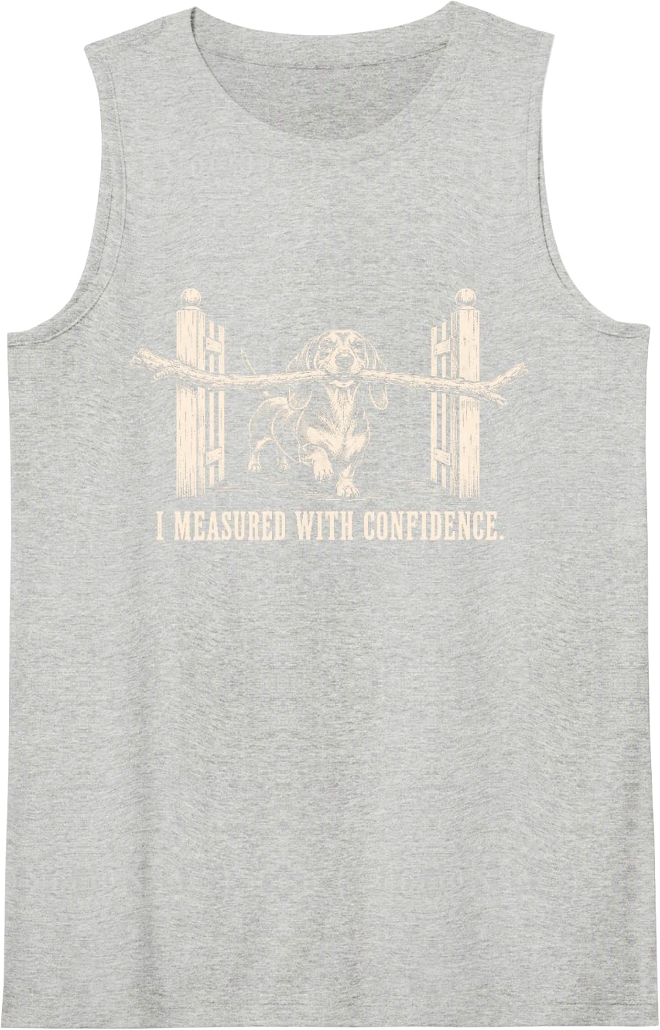 Funny Dachshund I Measured with Confidence Wiener Dog Sleeveless Tank Top - Heather Grey