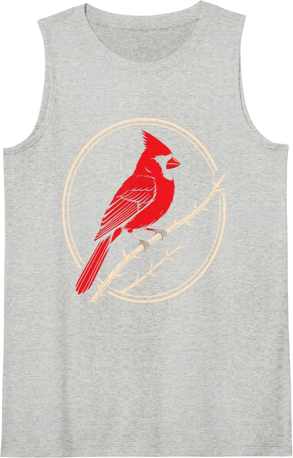 Bird Watching Northern Cardinal Bold Badge Art Tank Top - Heather Grey