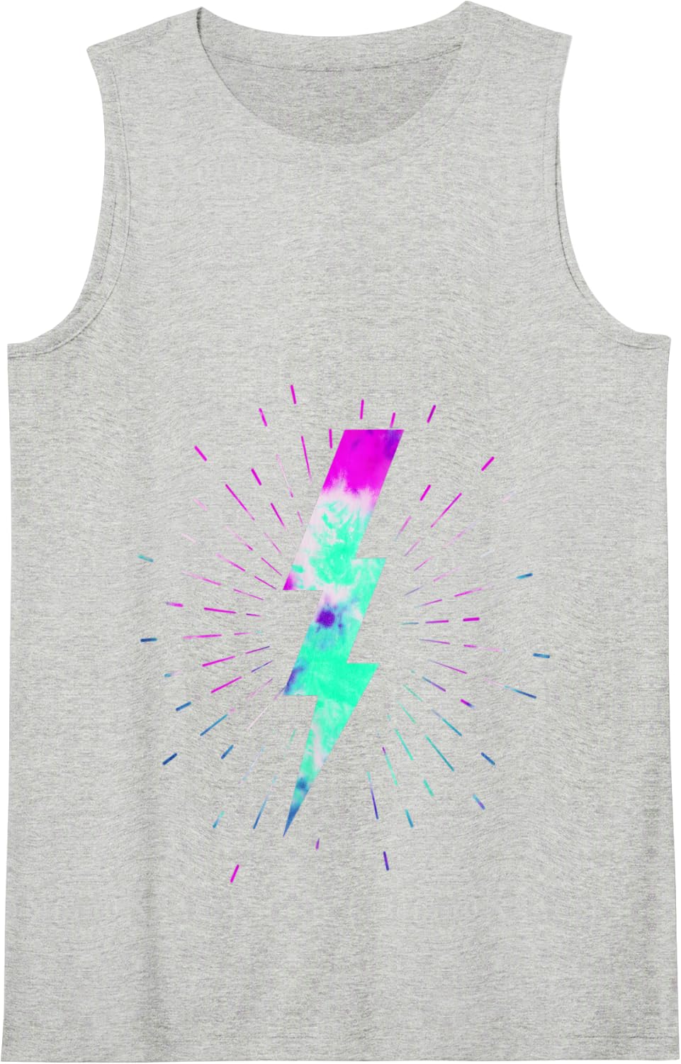 Tie Dye Lightning Bolt Tank Top - Heather Grey