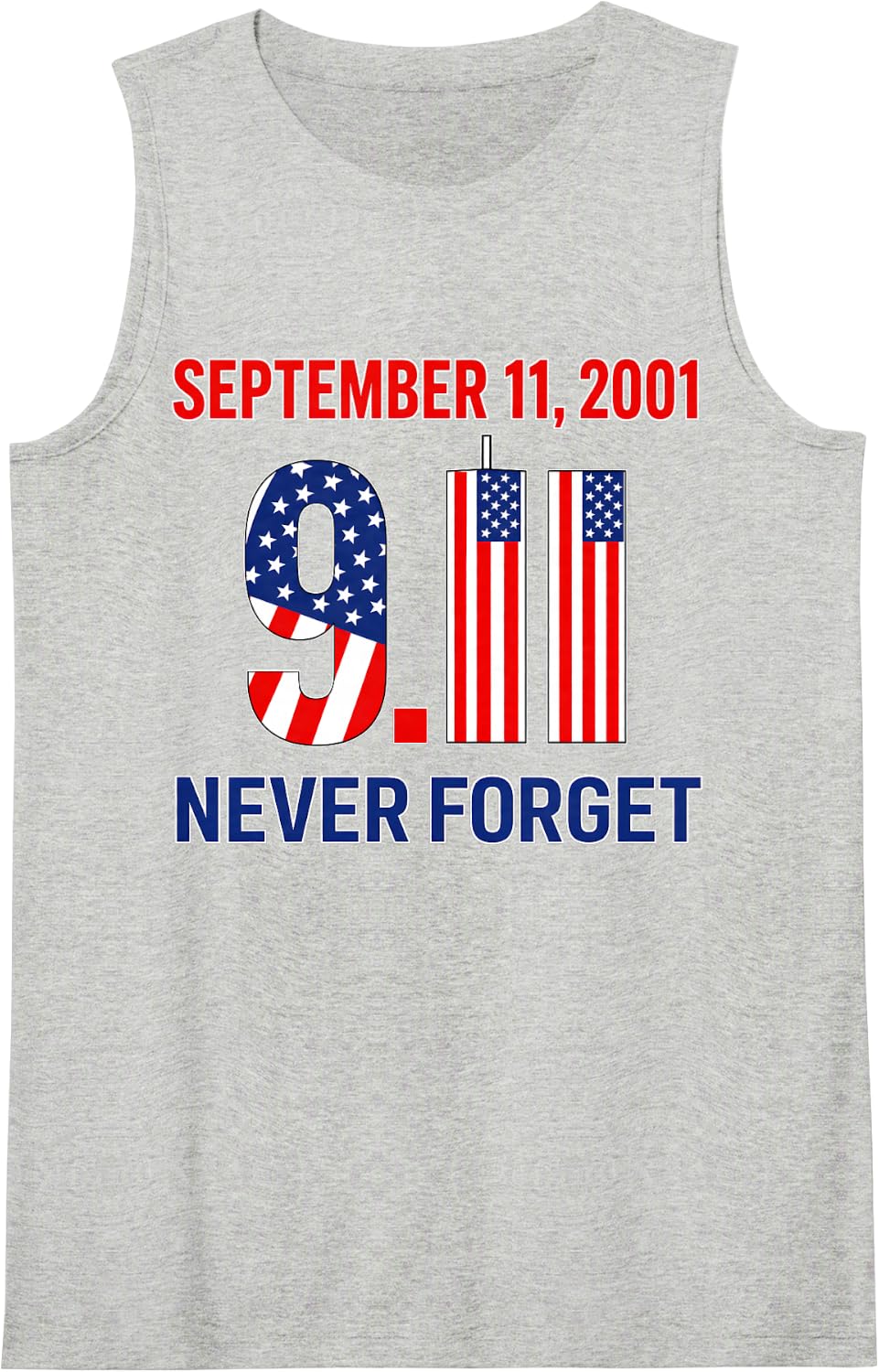 September 11 2001 Memorial Day America Flag Tank Top - Heather Grey