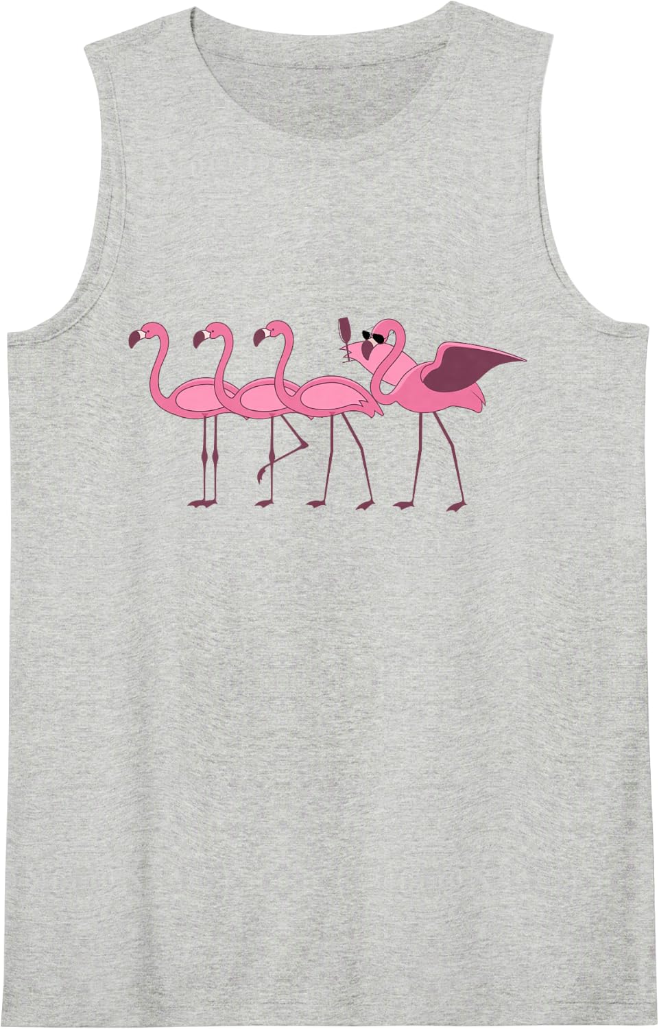 Pink Flamingo Squad Funny Wine Sunglasses Summer Sleeveless Tank Top - Heather Grey