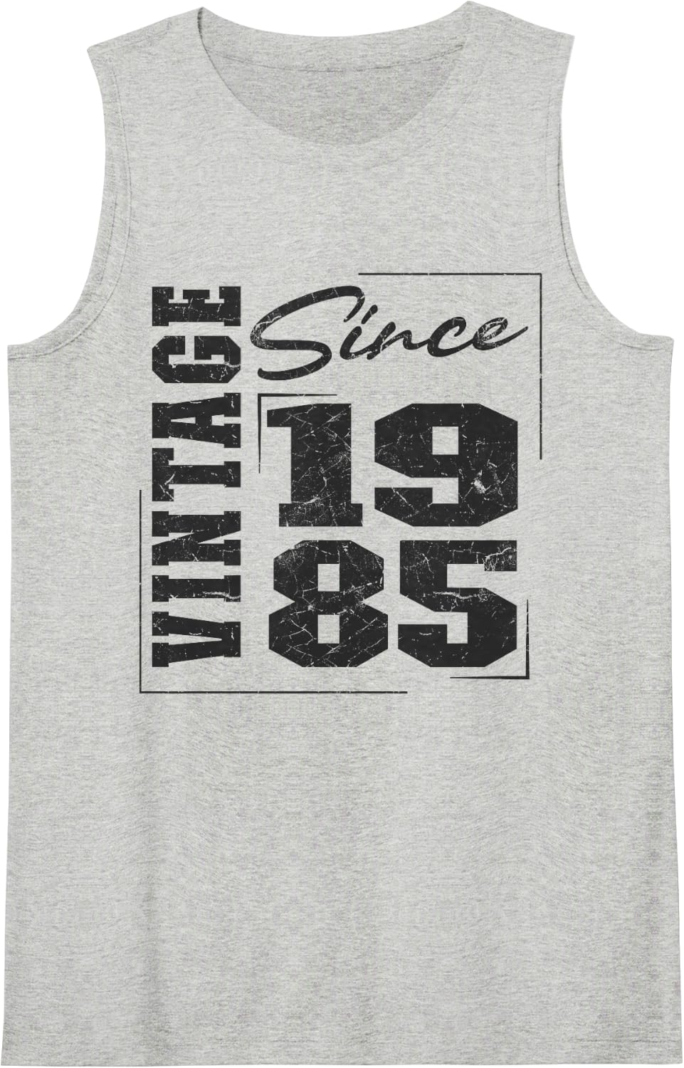 Born in 1985, Bold Varsity Vintage Since 1985 Birthday Sleeveless Tank Top - Heather Grey