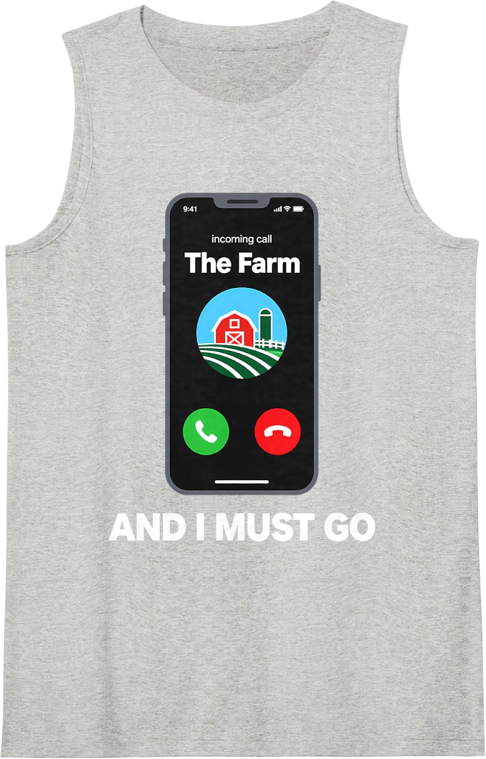 My Farm is Calling and I Must Go Farmer Humor Sleeveless Tank Top - Heather Grey