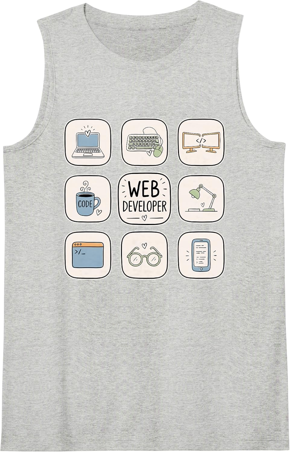 Web Developer Coder Programmer Coding Development Frontend Sleeveless Tank Top - Heather Grey