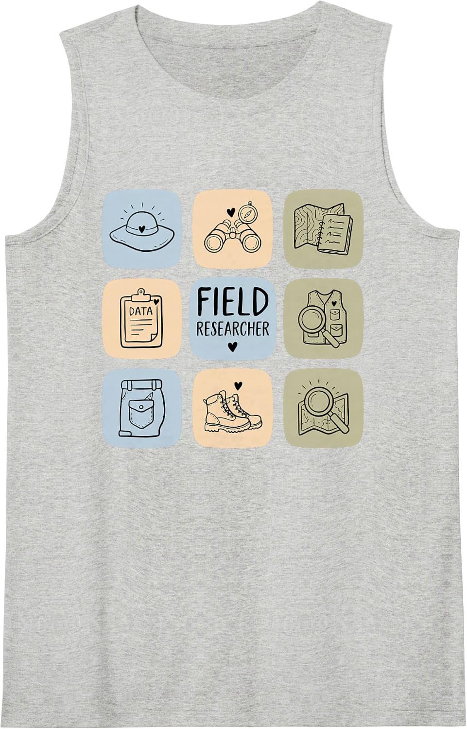 Field Researcher Data Collection Fieldwork Scientist Sleeveless Tank Top - Heather Grey