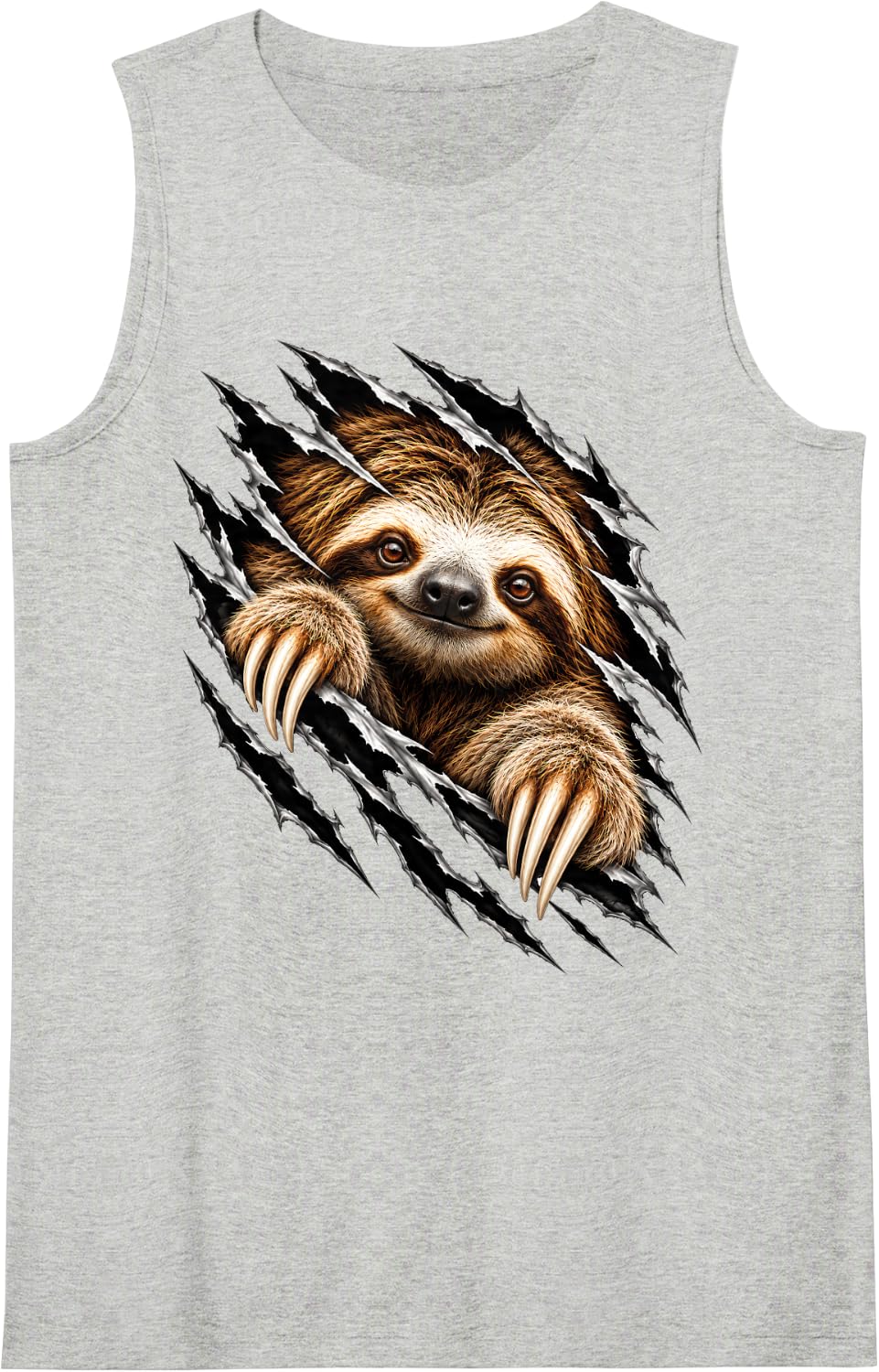 Sloth Ripping Through Rainforest Tropical Wild Animal Sleeveless Tank Top - Heather Grey