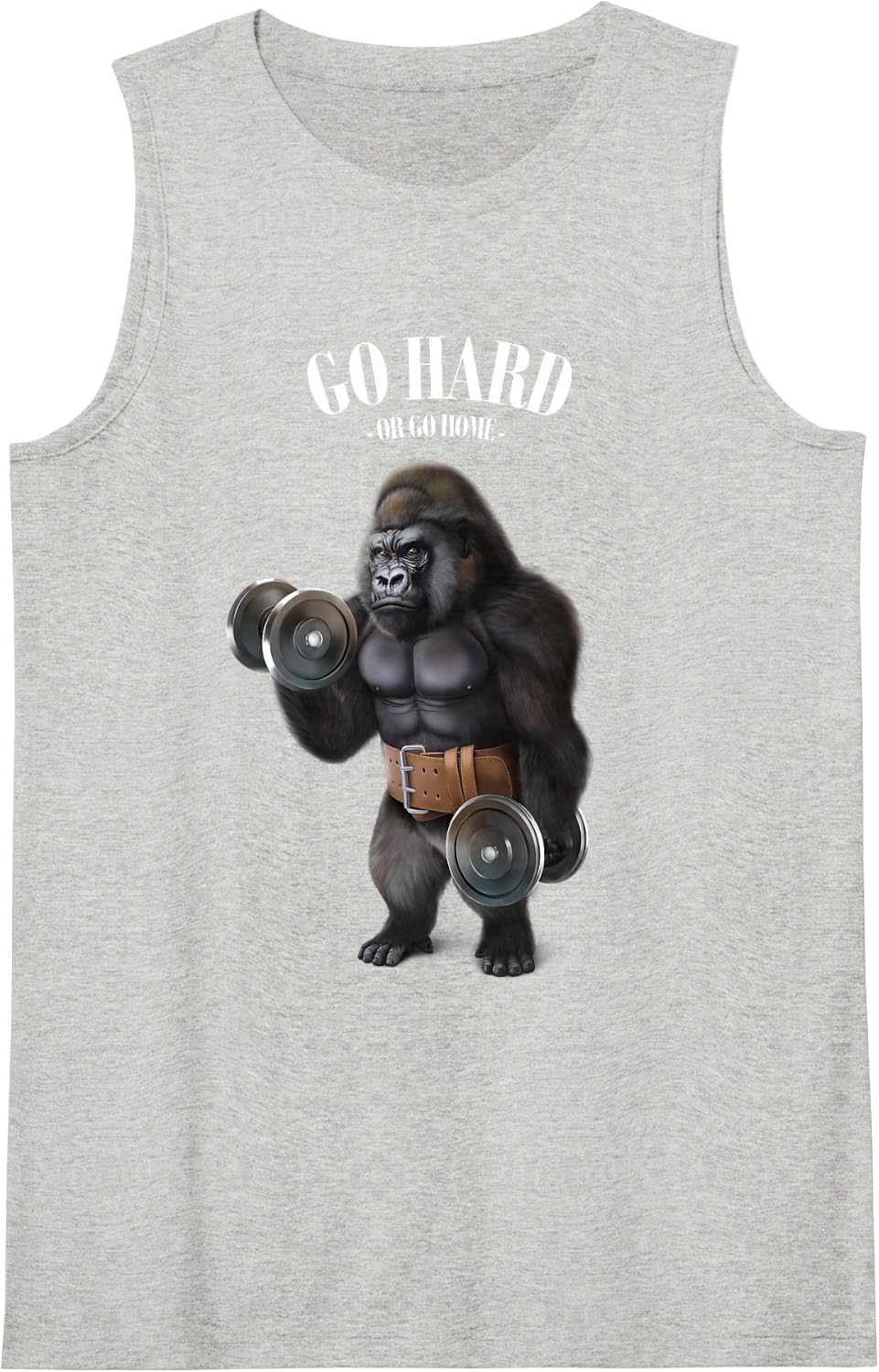 Gorilla Weightlifting Dumbbell Gym Workout Fitness Sleeveless Tank Top - Heather Grey