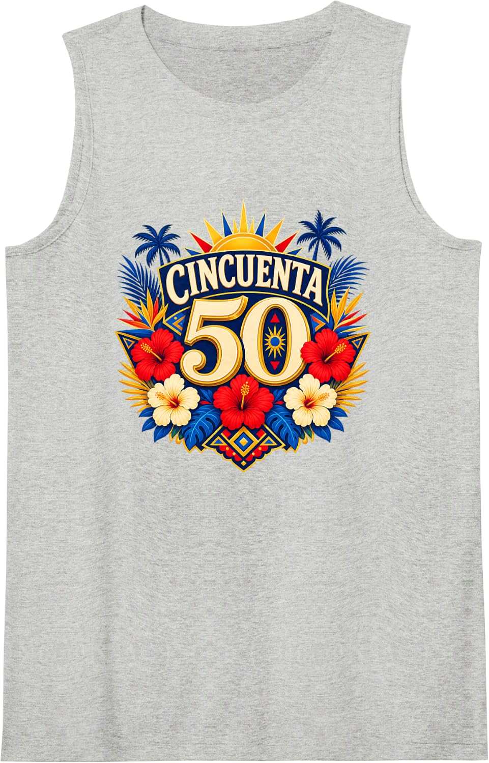 Cincuenta 50 Caribbean Birthday Hispanic Heritage Fiesta Tank Top - Heather Grey