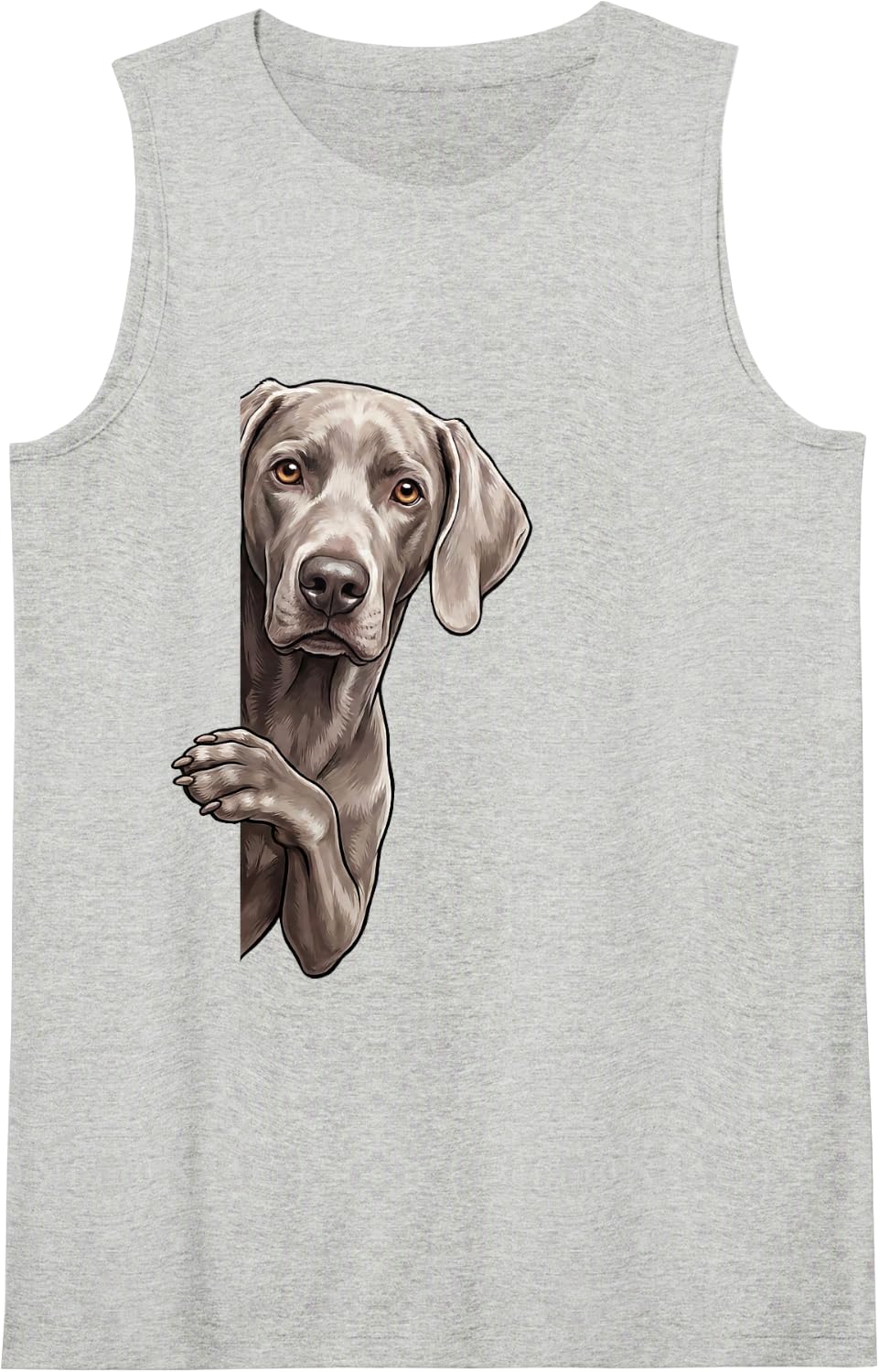Funny Weimaraner Peeking from Side Dog Owner Sleeveless Tank Top - Heather Grey