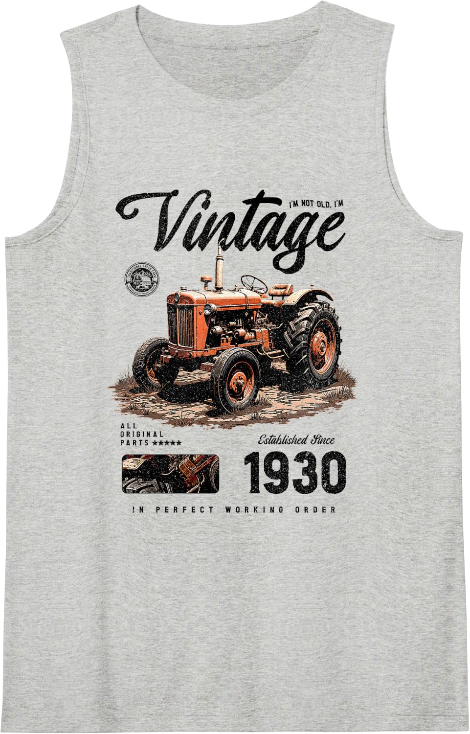 Vintage Tractor Farmer Birthday Born in 1930 Sleeveless Tank Top - Heather Grey