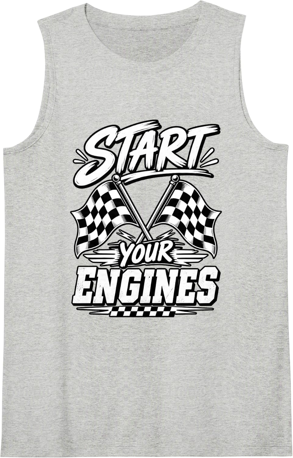 Start Your Engines Vintage Check Flag Race Car Costume Sleeveless Tank Top - Heather Grey