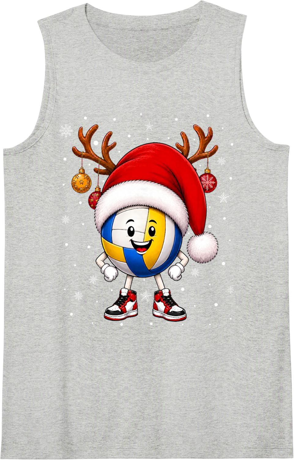 Volleyball Christmas Santa Hat Scarf Festive Fun Sports Xmas Tank Top - Heather Grey