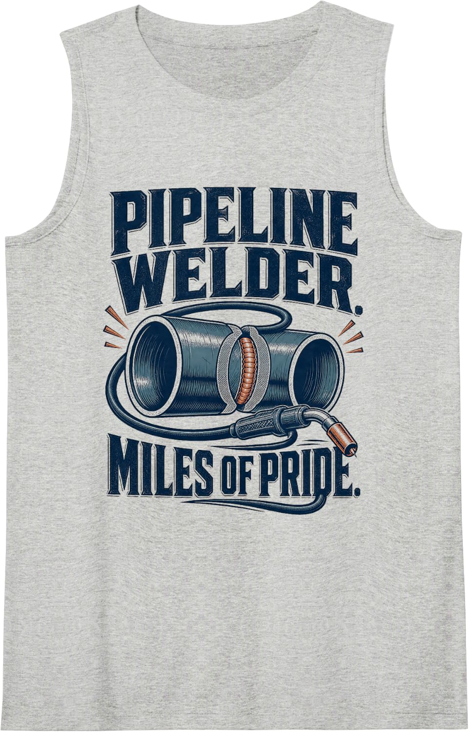 Pipeline Welder Miles of Pride Welding Trade Sleeveless Tank Top - Heather Grey