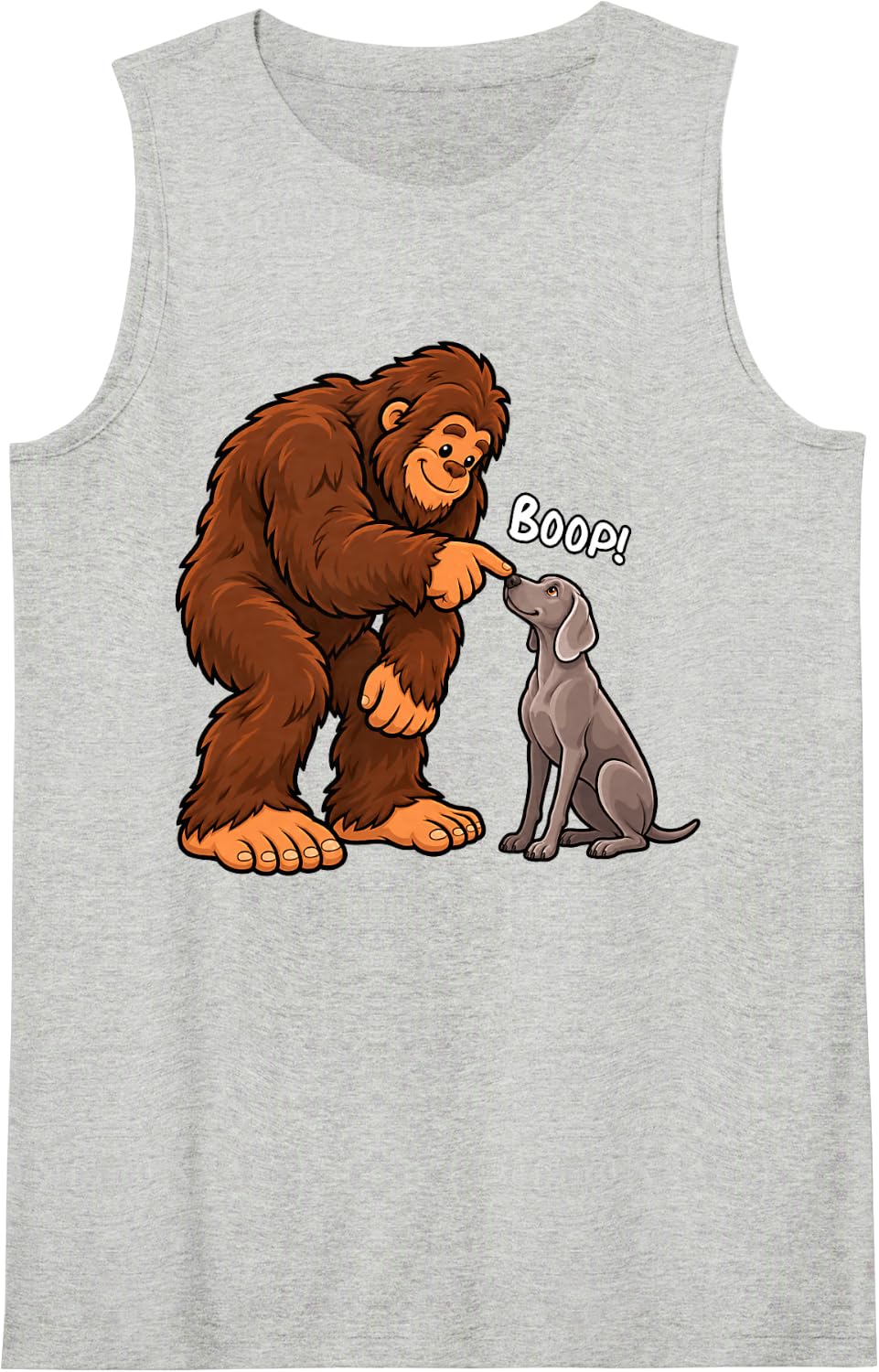 Bigfoot Boop Weimaraner Funny Dog Lover Sleeveless Tank Top - Heather Grey