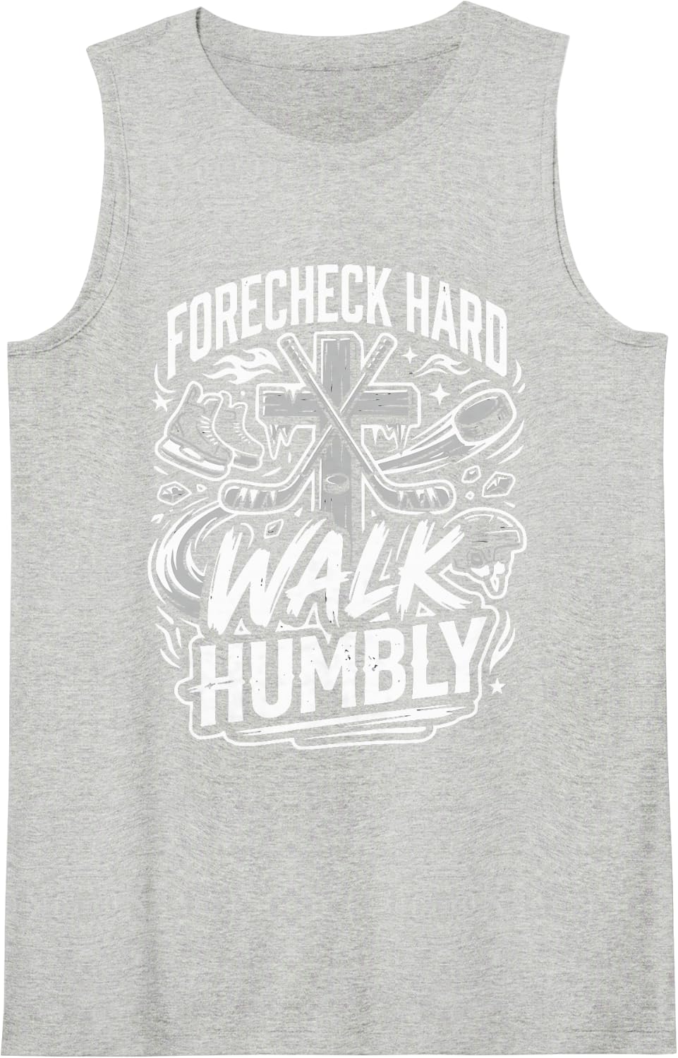 Christian Hockey Coach Jesus Christ Hockey Team Sleeveless Tank Top - Heather Grey