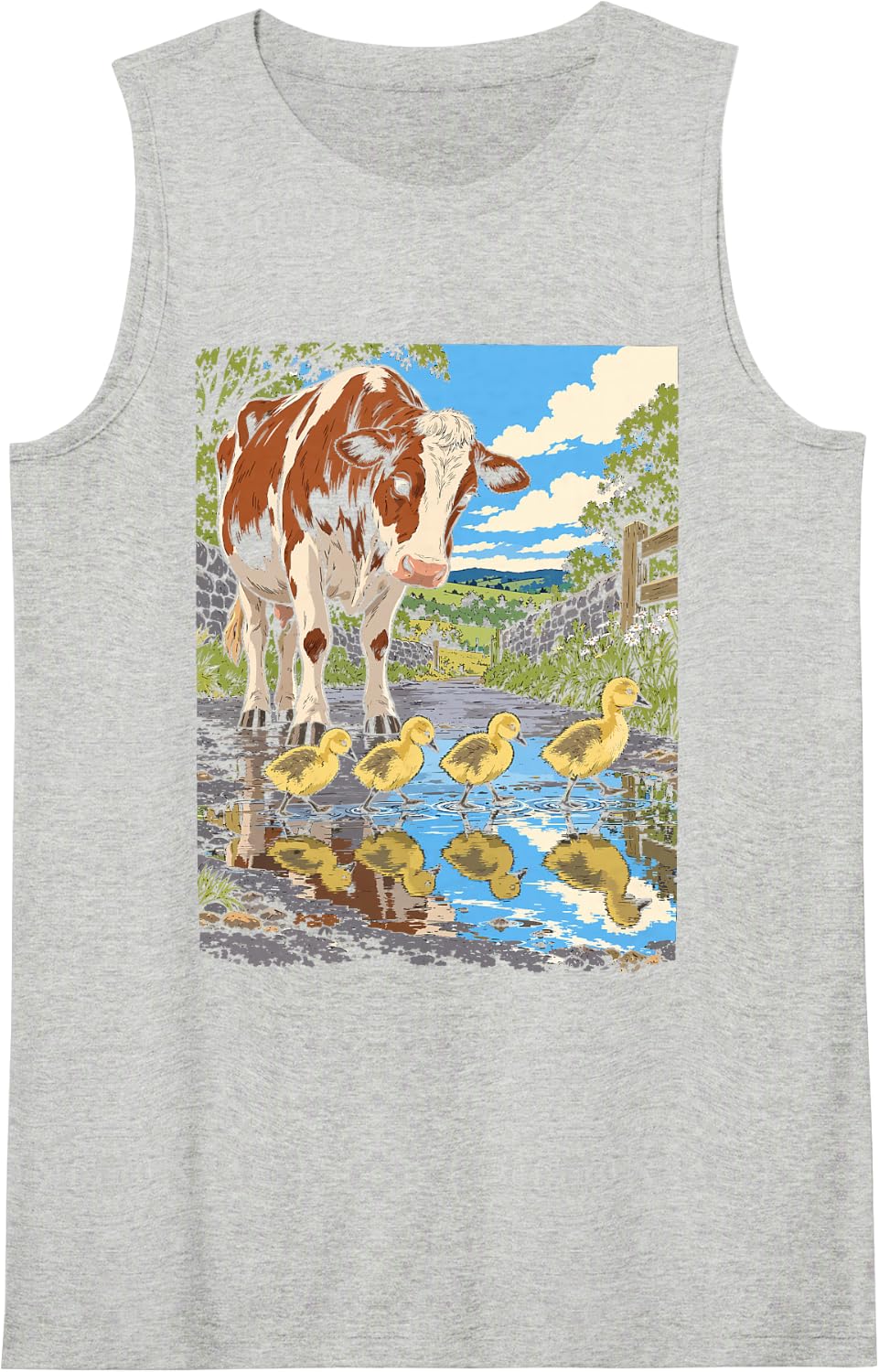 Funny Silly Goose Lover Cute Goose Puddle Patrol Sleeveless Tank Top - Heather Grey