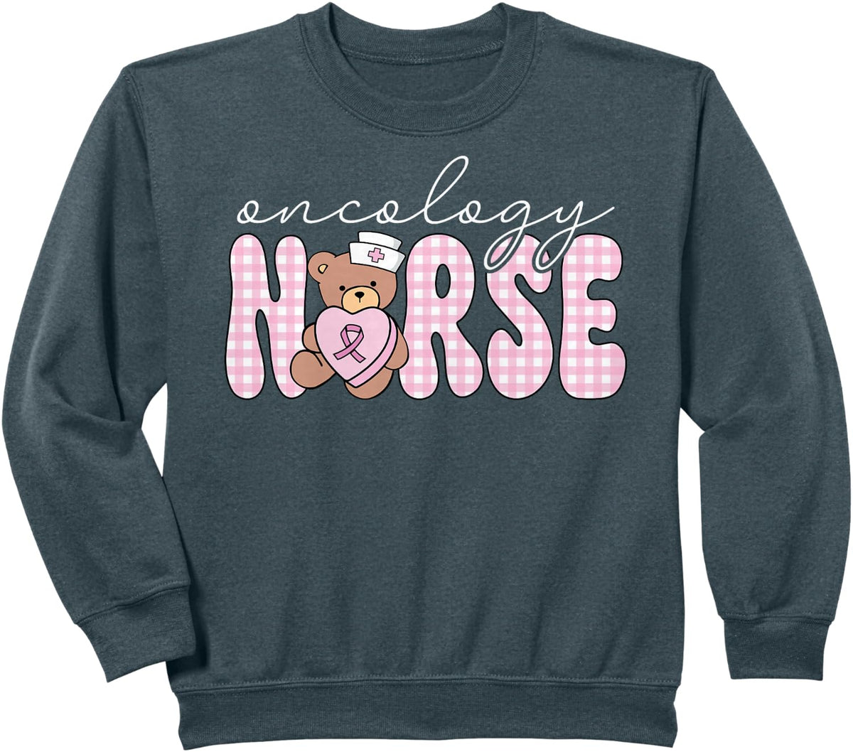 Oncology Nurse Valentines Day Coquette Cute Chemo Infusion Sweatshirt - Dark Heather Grey
