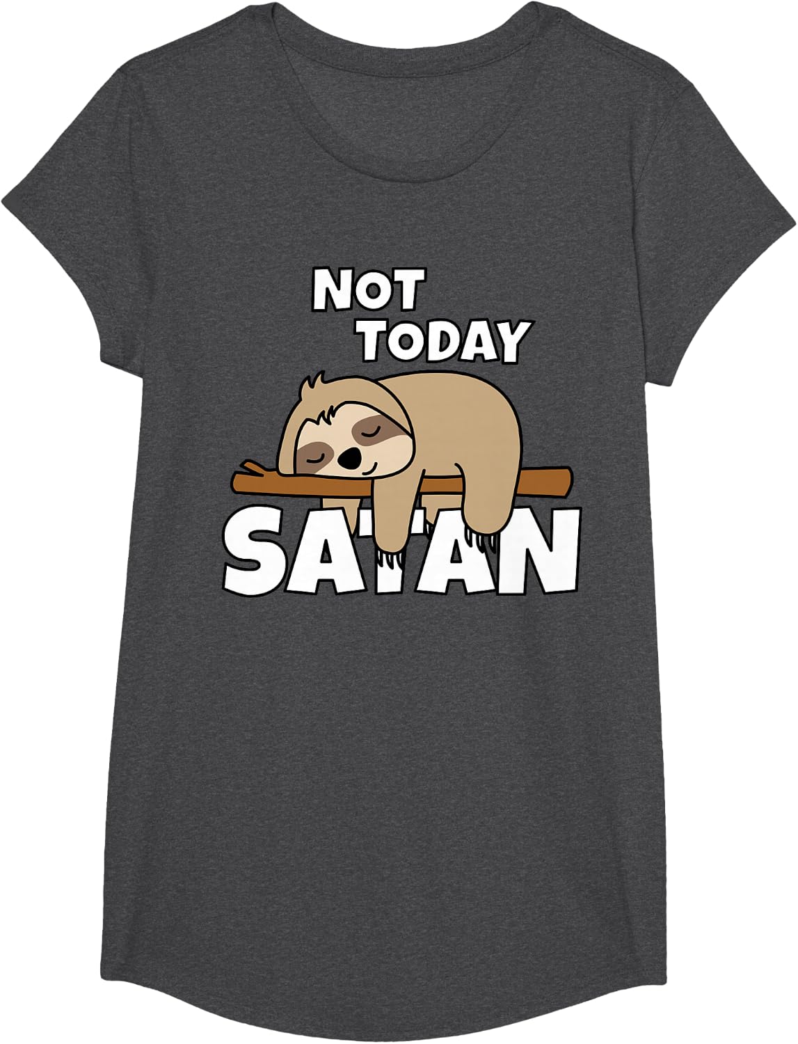 Lazy Sloth Not Today Satan T-Shirt - Girls Dark Heather Grey