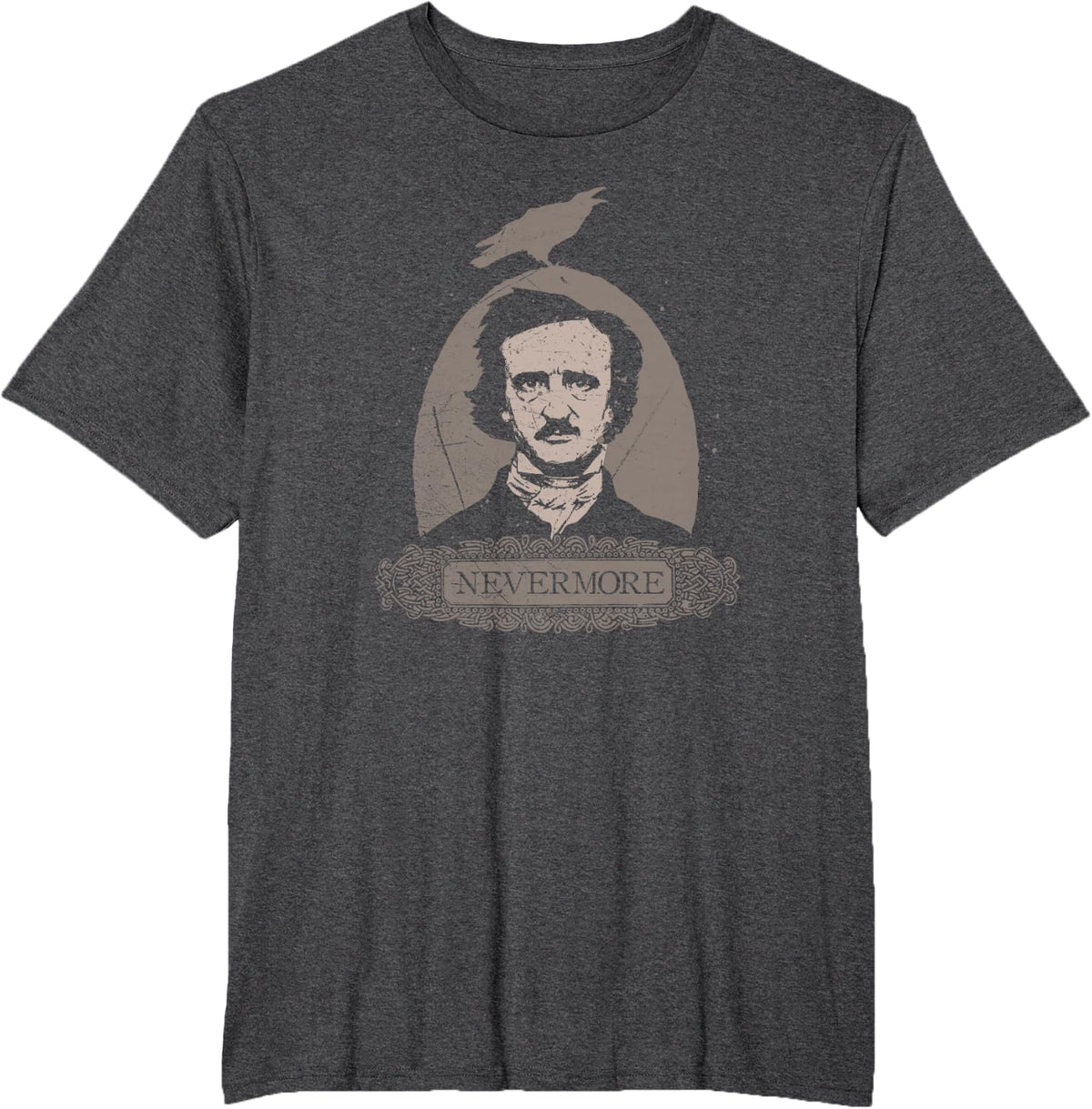 Edgar Allan Poe Gothic Raven Nevermore Occult English Horror T-Shirt - Dark Heather Grey