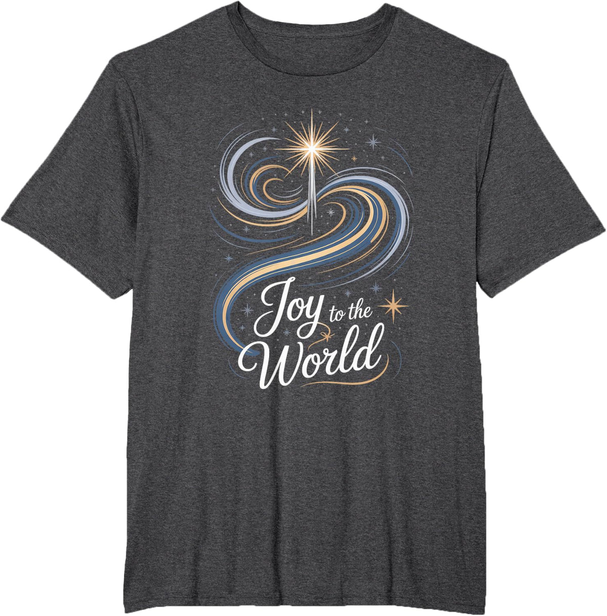 Joy to The World Christmas Star of Bethlehem T-Shirt - Dark Heather Grey